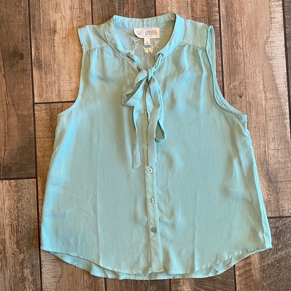 Sweet Wanderer Light Green Sleeveless Blouse π